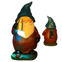 Solar Garden Gnome, Lawn Gnome Statue, 4.92x3.94x7.48inch Weather Resistant Sculpture with LED Lights, Seasonal Holiday Display, Patio Table Centerpiece for Outdoor Garden Decor