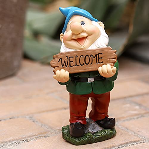 Funny Garden Gnome Statue, Garden Gnome Ornaments Outdoor, Resin Crafts Cartoon Dwarf Statue for Yard Lawn Decoration Gift
