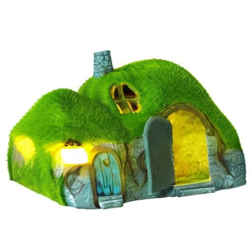 Darkdec Garden Statues Outdoor Decor - Fairy House with Waterproof Solar Lights Resin Figurines for Yard Lawn Porch Outside Ornament or Garden Gift