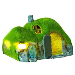 Darkdec Garden Statues Outdoor Decor - Fairy House with Waterproof Solar Lights Resin Figurines for Yard Lawn Porch Outside Ornament or Garden Gift