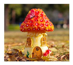 MeritMode Fairy Garden House Mushroom with Solar LED Light - Resin Fairy Garden Accessories, Waterproof Outdoor Light Statue Tiny House, Perfect for Lawn, Balcony, Yard Decor, 7" H