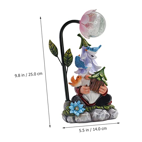 Toyvian Garden Gnome Figurine Solar Powered Resin Night Light Decorative Gnome Statue for Outdoor Lawn Garden and Desktop Decor Charming Glowing