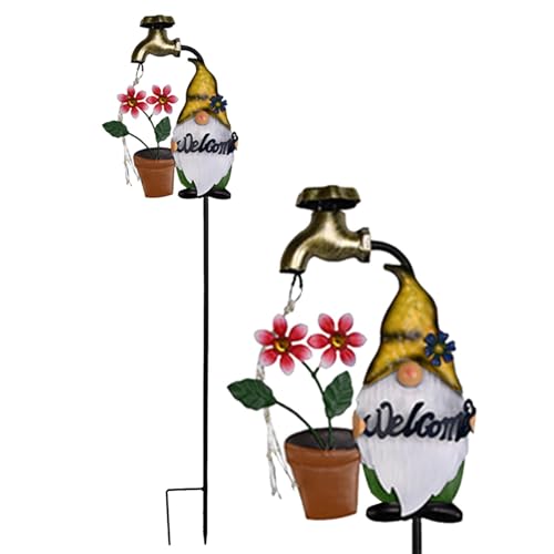 Solar Light Stakes, Gnome Garden Lights, Led Landscape Lighting, Waterproof Solar Garden Decor, Cartoon Gnome Solar Garden Stakes Waterproof Led Landscape Lighting for Festive Outdoor Decoration