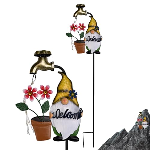 Solar Light Stakes, Gnome Garden Lights, Led Landscape Lighting, Waterproof Solar Garden Decor, Cartoon Gnome Solar Garden Stakes Waterproof Led Landscape Lighting for Festive Outdoor Decoration
