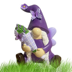 Gnome Ornament, Purple Gnomes Decorations, Gnome Garden Statue, Whimsical Garden Figurines, Male and Female Gnome Statues, Desktop Violet Gnomes Figurine Decor for Patio, Desk, Shelf