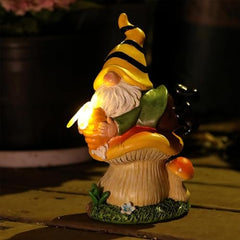 ZXDTVFGN Solar Gnome,Resin Lying Mushroom Gnomes Decorations for Yard | Garden Figurine, Weatherproof Outdoor Statue Sculpture Holding Honey Jar for Yard Patio