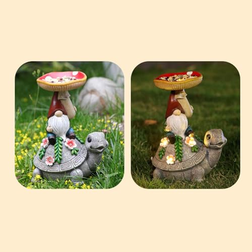 Garden Turtle Sculpture, Outdoor Lawn Ornament, Solar Turtle Decor, Solar Resin Figurine, Decorative Garden Light, Solar Turtle Feeder, Solar Powered Gnome, Outdoor Yard Decor, Turtle Statue Feeder, S