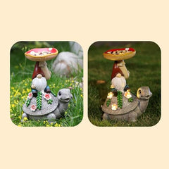 Garden Turtle Sculpture, Outdoor Lawn Ornament, Solar Turtle Decor, Solar Resin Figurine, Decorative Garden Light, Solar Turtle Feeder, Solar Powered Gnome, Outdoor Yard Decor, Turtle Statue Feeder, S