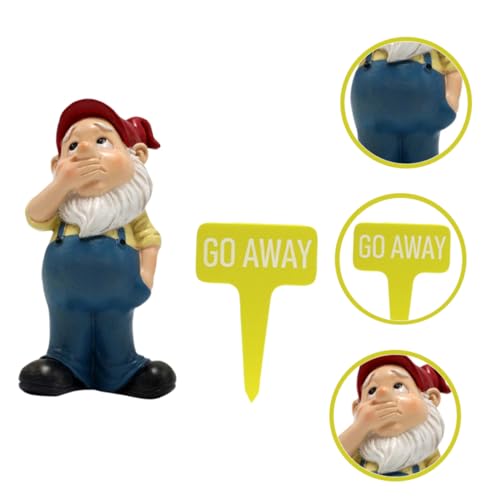 Happyyami 1set Garden Gnome Figurine Funny Resin Dwarf Statues for Outdoor Decoration Adorable Garden Supplies for Lawn and Patio Creative Landscape Art Decor
