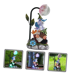 Toyvian Garden Gnome Figurine Solar Powered Resin Night Light Decorative Gnome Statue for Outdoor Lawn Garden and Desktop Decor Charming Glowing