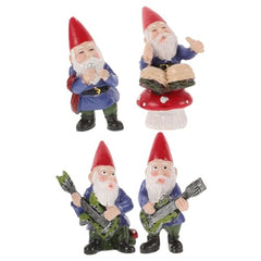 OUNONA 4pcs Music Band Gnome Sculpture Set Mini Gnome Figurines for Christmas Home Decor Tabletop Ornaments for Garden and Holiday Celebrations
