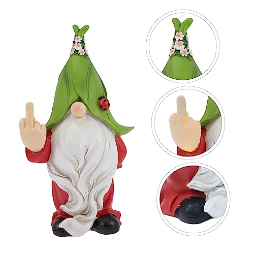 Happyyami Solar Garden Ornaments Garden Gnome Statue Solar Path Lights Outdoor Decor