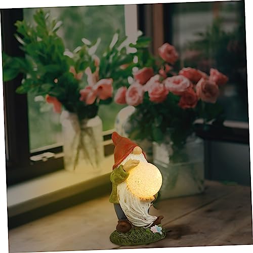 Toyvian 1Pc Garden Solar Light Gnome Statue Ornament Charming Outdoor Decor for Lawn Patio Landscape Durable Resin Design with Solar Function for Warm Ambiance