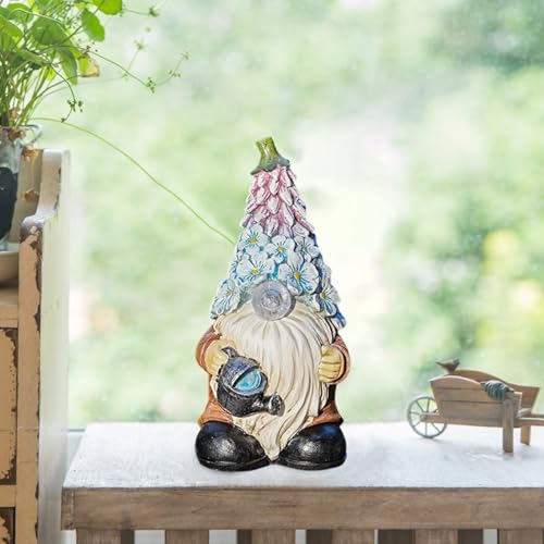 Solar-Powered Gnome Statues, Funny Garden Gnome, Resin Craft Gnome Figurines, Garden Solar Light Gnome, Outdoor Solar Gnome, Whimsical Lawn Ornaments 7.48x3.54x3.54 inches for House and Farmhouse