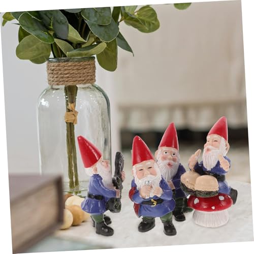 OUNONA 4pcs Music Band Gnome Sculpture Set Mini Gnome Figurines for Christmas Home Decor Tabletop Ornaments for Garden and Holiday Celebrations