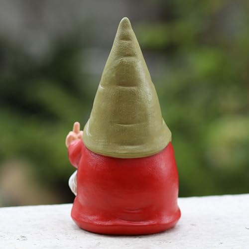 Middle Finger Female Gnome Statue 7.8in， Naughty Garden Gnome Statue Decoration and Lawn Ornament - Funny Garden Gnomes for Outdoor or Home Decor
