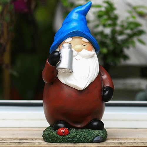 Solar Gnomes - Garden Gnome Statues - Waterproof with Light Decor Sculptures Funny Ornaments for Patio Spring Fall Halloween Backyard Front