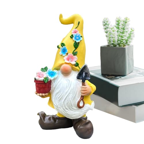 kivrimlarv Solar Gnomes Garden Decor, Outdoor Gnome Figurines, Weather Resistant Ornament, Soft Glowing Light Durabled Design Ideal for Porch, Backyard and Garden, 10.63x5.12x5.91 Inches
