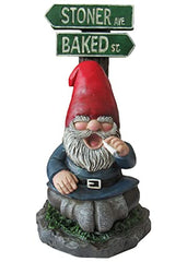 World of Wonders Take The High Road Gnome Sign | Porch Decoration Garden Gnome Statue | Stoner Ave. Baked St Novelty Garden Patio Funny Decor - 7"