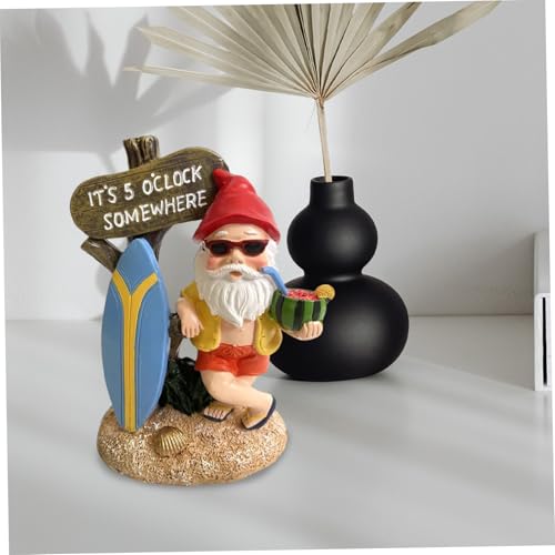 Gnome Figurines 6 Inch Cute & Funny Resin Gnome Statue Weather-Resistant Summer Gnomes Decorations for Yard, Garden, Beach, Gnome Gifts, Surf Garden Gnomes Gnome Statue Gnomes Decorations for Yard