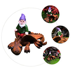 Toyvian Creative Resin Garden Gnome Dinosaur Statue Unique Outdoor Ornament for Home Adornment Durable Decorative Figurine for Patio Balcony Office and Garden Display