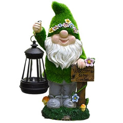 Solar Gnomes Decor, Garden Lantern Statue, Outdoor Yard Sculpture, Weather-Resistant Build, Automatic Light Sensor, Perfect for Home Gardens, Kids' Spaces, Friendly Presents, 6.3x3.15x0.98 inches