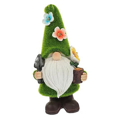 Happyyami Christmas Garden Gnome Lamp Resin Gnome Figurine Outdoor Solar Light Decor for Garden and Patio Festive Holiday Ornament for Family and Friends