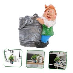 SUPVOX Creative Fairy Gnome Resin Flower Pot Planter for Indoor and Outdoor Use Compact Decorative Succulent Container with Playful Garden Statue for Desks Shelves and Windowsills