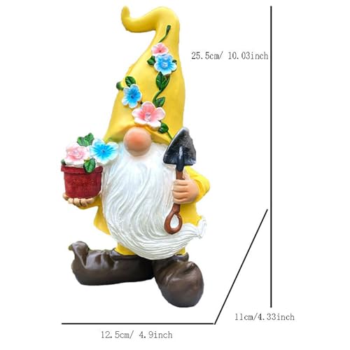 Garden Gnomes Statues, Solar Gnomes Decorations, Dwarf Sculptures with LED Light for Landscape Yard Lawn Backyard Patio Porch