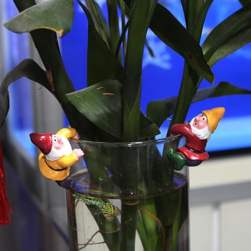 Min GNOME Pot Decorations - 2X Resin Climbing Figurines, Cute Garden GNOME Statues | Fairy Garden Accessories Pots, , Indoor Outdoor Decoration, Small