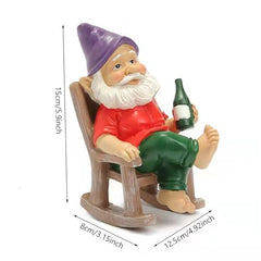 Xoeryoy Funny Garden Gnomes Decoration Statue Resin Rocking Chair Dwarf Ornament Mini Garden Gnome Statue Ornaments #·