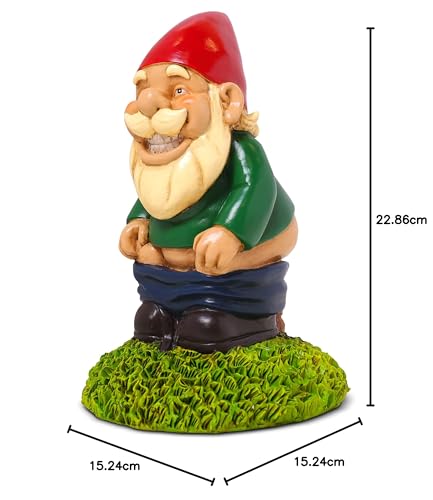 Kwirkworks 9” Pooping Garden Gnome Statue – Hilarious Lawn Decoration for Outdoor Spaces – Durable All-Weather Resin Yard Ornament – Unique Gag Gift & Funny Garden Decor