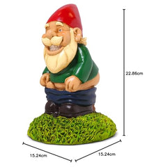 Kwirkworks 9” Pooping Garden Gnome Statue – Hilarious Lawn Decoration for Outdoor Spaces – Durable All-Weather Resin Yard Ornament – Unique Gag Gift & Funny Garden Decor
