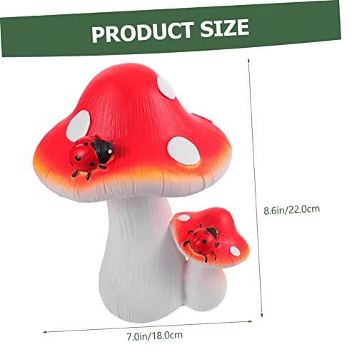 Happyyami Mushroom Figurine Lawn Ornament Large Red Mushroom Statue for Garden Decoration Outdoor Decor Fairy for Birthdays and Holidays
