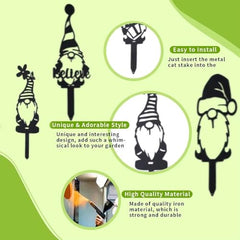 4pcs Metal Garden Gnomes Outdoor Funny Gnome Statues for Yard Art Large Size Decorative Garden Stakes