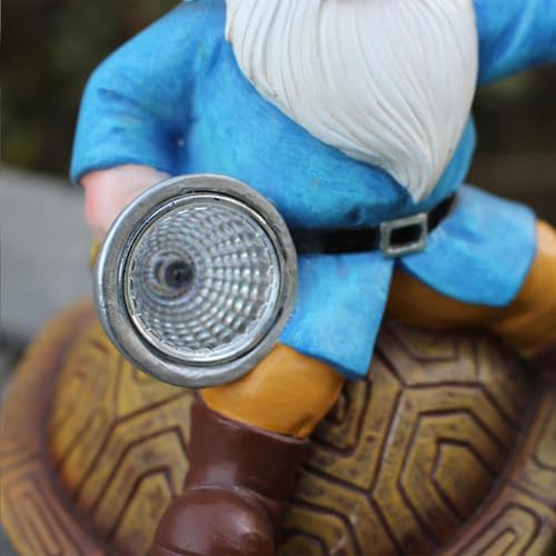 Turtle Solar Lights Outdoor Garden - Solar Turtle Statue Light with Gnome - Waterproof Tortoise Sculpture for Outdoor Patio Garden Balcony Poolside