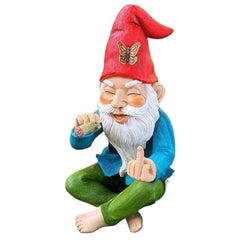 Statues, Garden Gnomes 6 Inch Christmas Ornaments Middle Finger Smoking Garden Gnomes Waterproof Resin Garden Gnome for Yard Patio, Lawn Garden Decorations and Gift