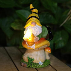 Solar Gnome Mushroom Garden Statue, Solar Garden Gnome Statue, Mushroom Garden Statue with Solar Light, Solar Powered Gnome Statue, Solar Gnome with Mushroom, Outdoor Solar Garden Gnome
