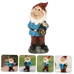 Happyyami Garden Gnomes Statue Resin Dwarf Ornament Resin Decoration for Fairy Garden Home Office Desktop Decor