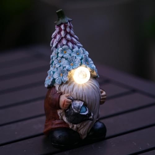 Solar-Powered Gnome Statues, Funny Garden Gnome, Resin Craft Gnome Figurines, Garden Solar Light Gnome, Outdoor Solar Gnome, Whimsical Lawn Ornaments 7.48x3.54x3.54 inches for House and Farmhouse