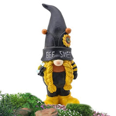 Bee Gnome Ornaments, Garden Sculptures, Spring Bee Figurines, Decorative Yard Statues with Whimsical Design, Ideal for Patio, Lawn, Outdoor Decoration, 14.76x7.68x6.89 inches