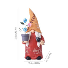 Solar Gnome, Creative Garden Gnome Dwarf Holding Flower Pot, Decorative Solar Light Sculpture, Faceless Outdoor Doll for Patio, Lawn, Yard, and Doorway Decor, 6.06x5.51x12.79 inch