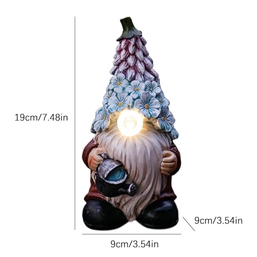 Solar-Powered Gnome Statues, Funny Garden Gnome, Resin Craft Gnome Figurines, Garden Solar Light Gnome, Outdoor Solar Gnome, Whimsical Lawn Ornaments 7.48x3.54x3.54 inches for House and Farmhouse