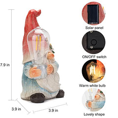 shumi Garden Gnomes Solar Outdoor Figurine Lights,Solar Garden Decorations Gnome Figurine for Patio Yard Backyard Lawn