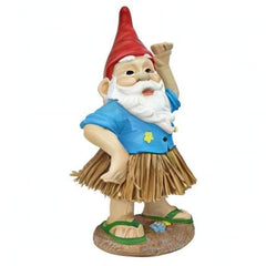 Design Toscano Garden Gnome Statue - Hawaiian Hank Grass Skirt Gnome - Outdoor Garden Gnomes - Funny Lawn Gnome Statues
