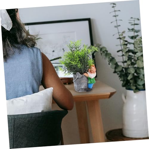 SUPVOX Creative Fairy Gnome Resin Flower Pot Planter for Indoor and Outdoor Use Compact Decorative Succulent Container with Playful Garden Statue for Desks Shelves and Windowsills