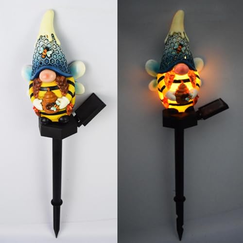 Wpsagek Solar Gnome - Solar Garden Gnome Statue Decorative Figurine Lights - Outdoor Statues Gnome Lamp, Fairy Garden Accessories for Outside Decor