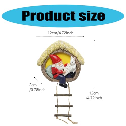 Limtula Garden Landscape Statue Gnomes And Rabbits With Ladder Resins Hanging Ornament For Indoor And Outdoor Use Tree Decors Garden Decoration