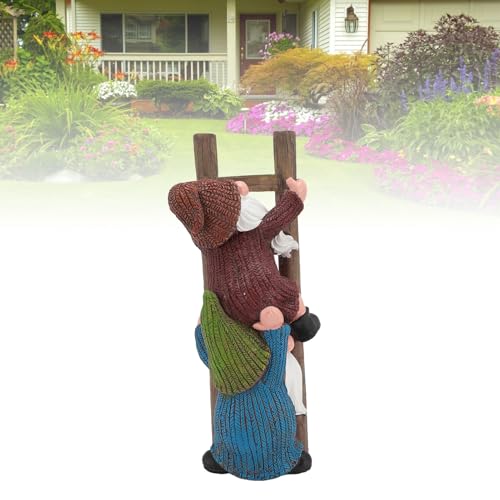 CDQL Garden Gnome Statue, Funny Gnome Figurine, Climbing Funny Gnome Garden Statue, Resins Ornament for Patio, Yard, Lawn, Porch