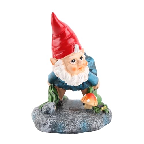 Ldafava Dwarf Resin Ornaments Cute Decorative Gnome Statue Durable Yard Decor for Home Garden Outdoor Resin Material 10x10.5x14cm